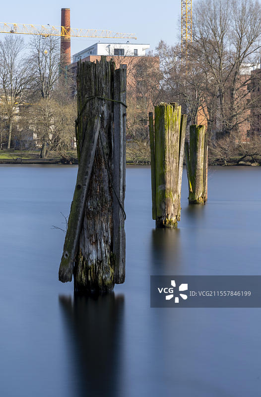 德国柏林斯潘道的哈维尔河长时间曝光图片素材