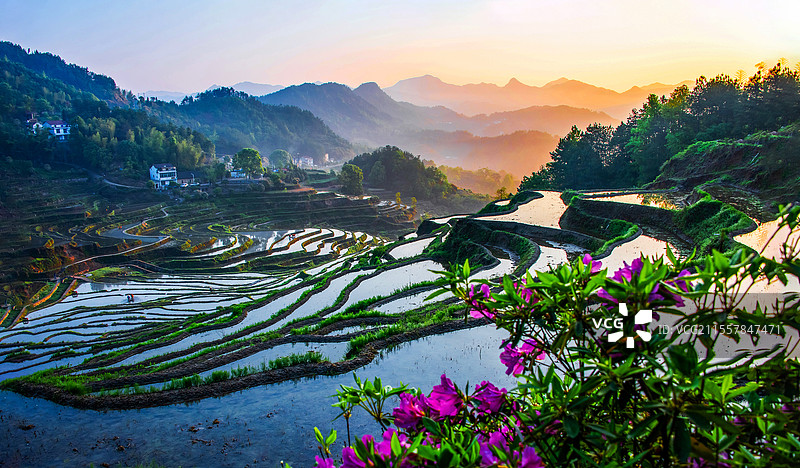 雾云山梯田迎日出图片素材