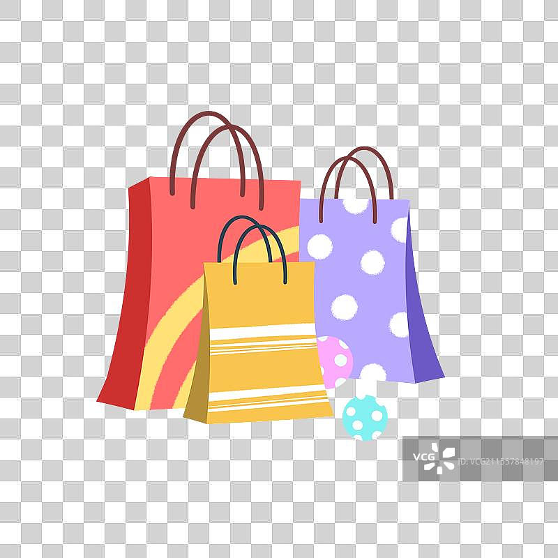 卡通扁平购物电商购物袋礼盒图片素材