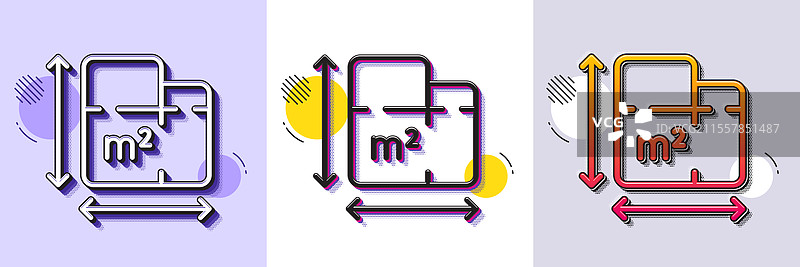 房间尺寸标志的平面图线条图标图片素材