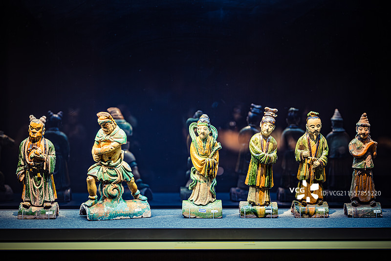 琉璃南京博物院藏明三彩人物琉璃瓦图片素材