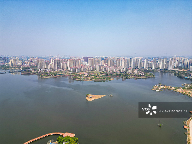 湖北鄂州莲花山风景旅游区航拍视角图片素材