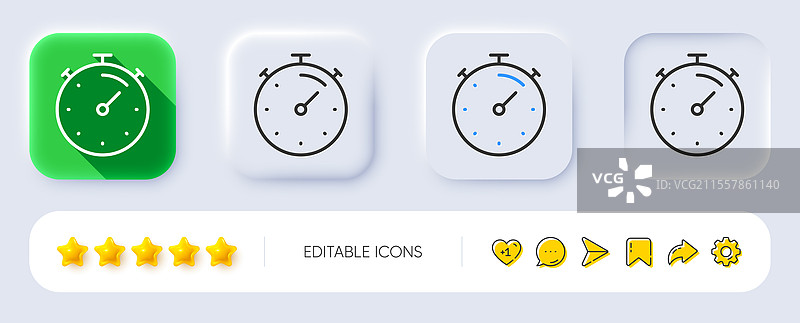 计时器线条图标，秒表时间标志，拟物化设计图片素材