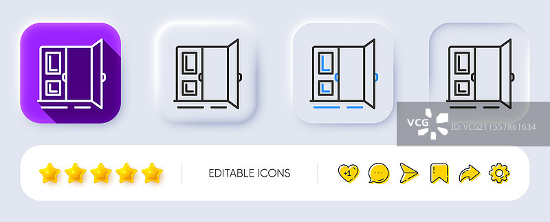 开门线条图标 入口 门口标志图片素材