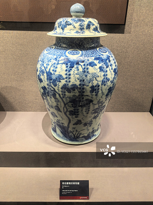 荆州博物馆-青花将军罐-明图片素材