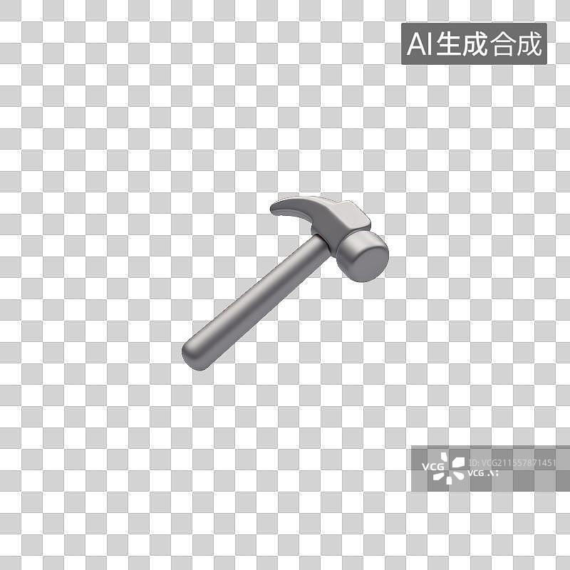 【AI数字艺术】金属质感锤子工具，3D锤子工具图标图片素材