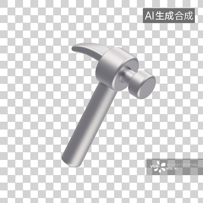 【AI数字艺术】金属质感锤子工具，3D锤子工具图标图片素材