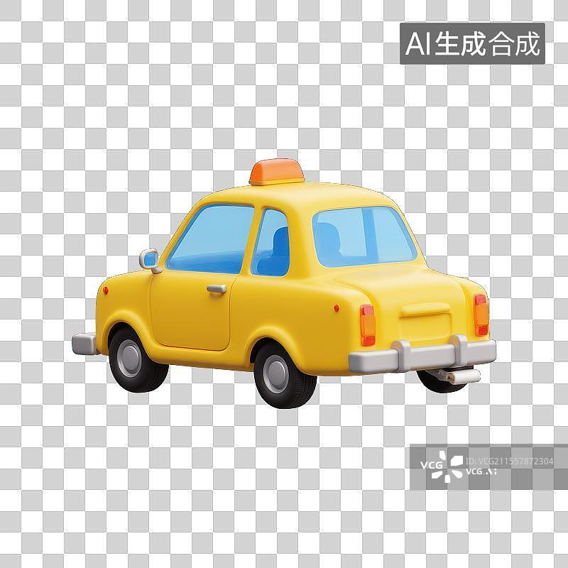 【AI数字艺术】卡通出租车模型，3D卡通汽车图标出租车图片素材