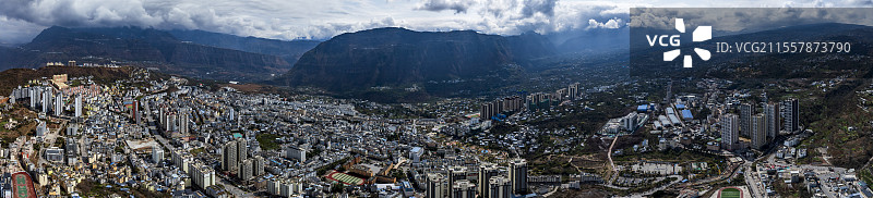 云南永善县城航拍图片素材