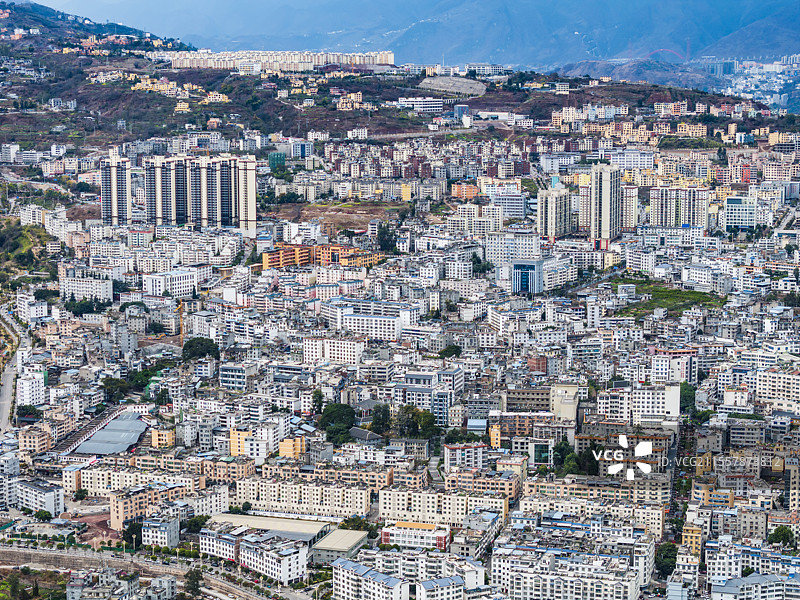 云南永善县城航拍图片素材