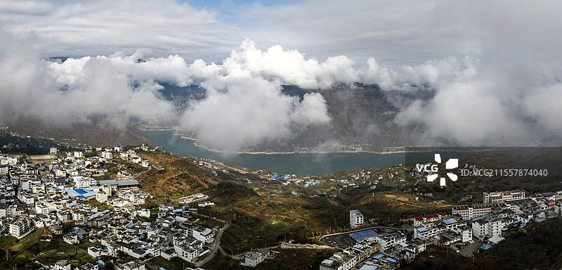 云南永善县务基镇航拍图片素材
