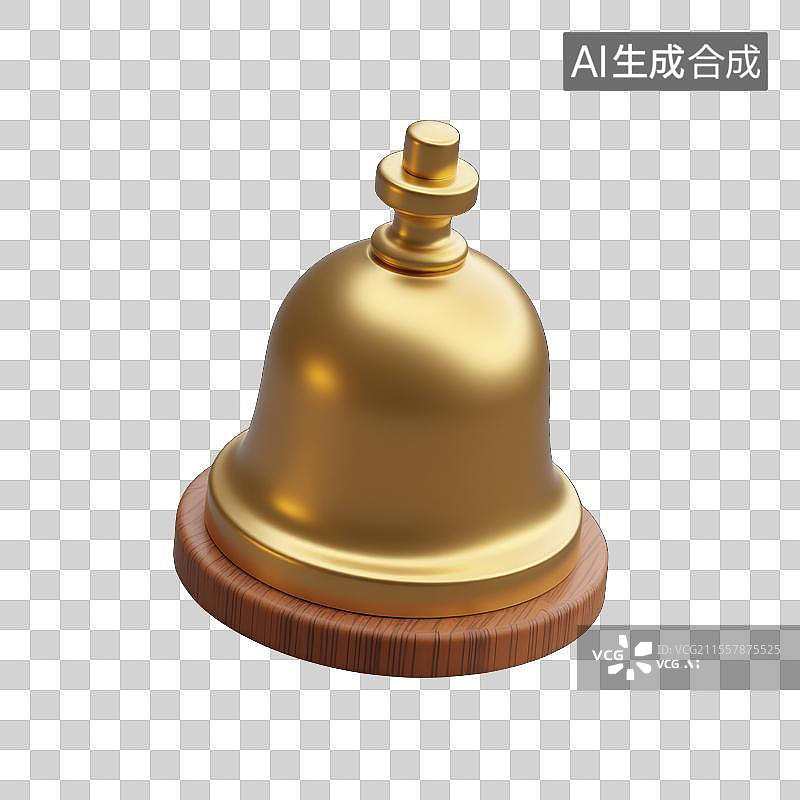 【AI数字艺术】复古酒店前台铃铛，3D铃铛图标图片素材