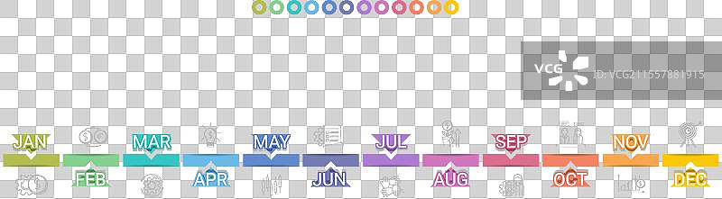 12个月的图表元素设计图片素材