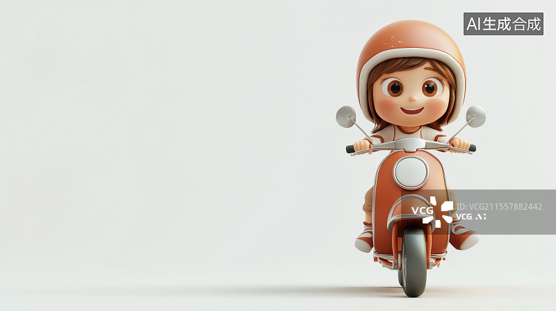 【AI数字艺术】骑电瓶车的可爱卡通小女生图片素材