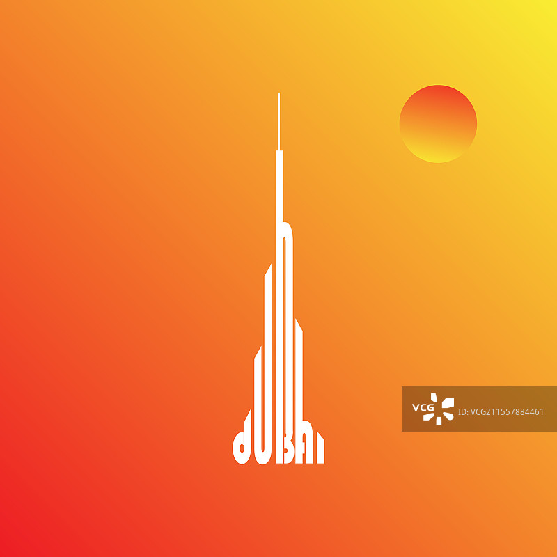 温暖色调的迪拜线条艺术图片素材