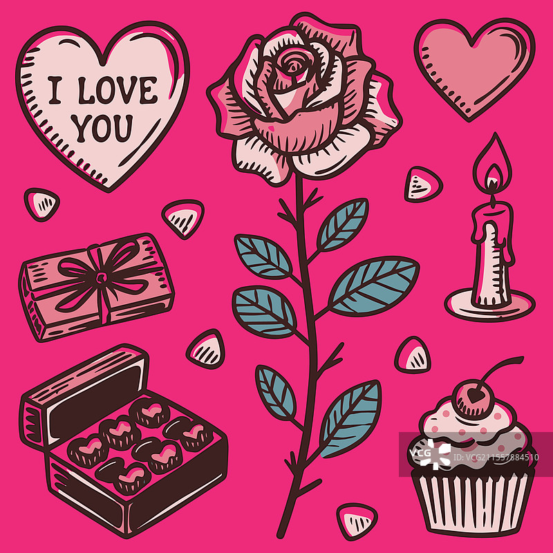 情人节的心形和设计元素图片素材