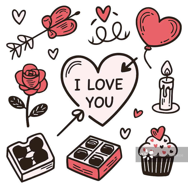 情人节的心形图案和设计元素图片素材
