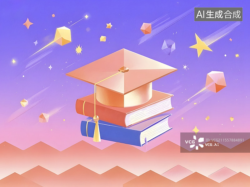 【AI数字艺术】毕业季插画图片素材