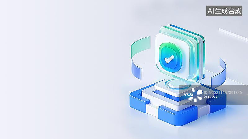 【AI数字艺术】科技感商务立体玻璃质感背景图片素材