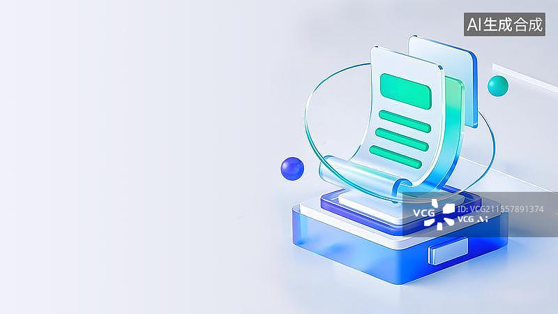 【AI数字艺术】科技感商务立体玻璃质感背景图片素材