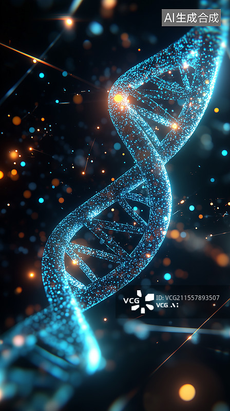 【AI数字艺术】DNA染色体螺旋结构插图图片素材