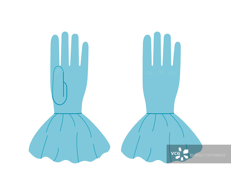 水蓝色带褶边袖口的手套，长度在手腕以上图片素材