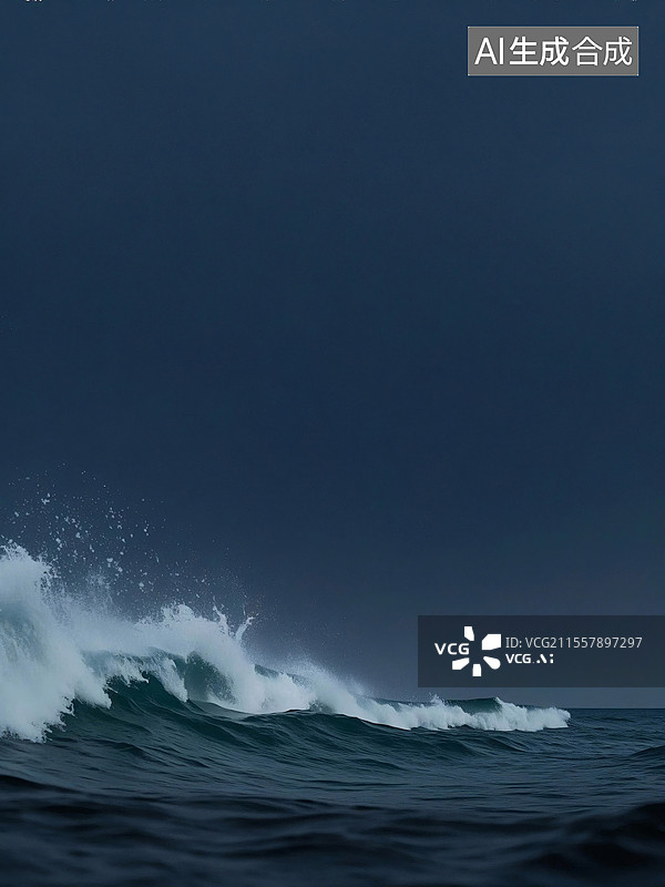 【AI数字艺术】汹涌海浪宁静夜空图片素材