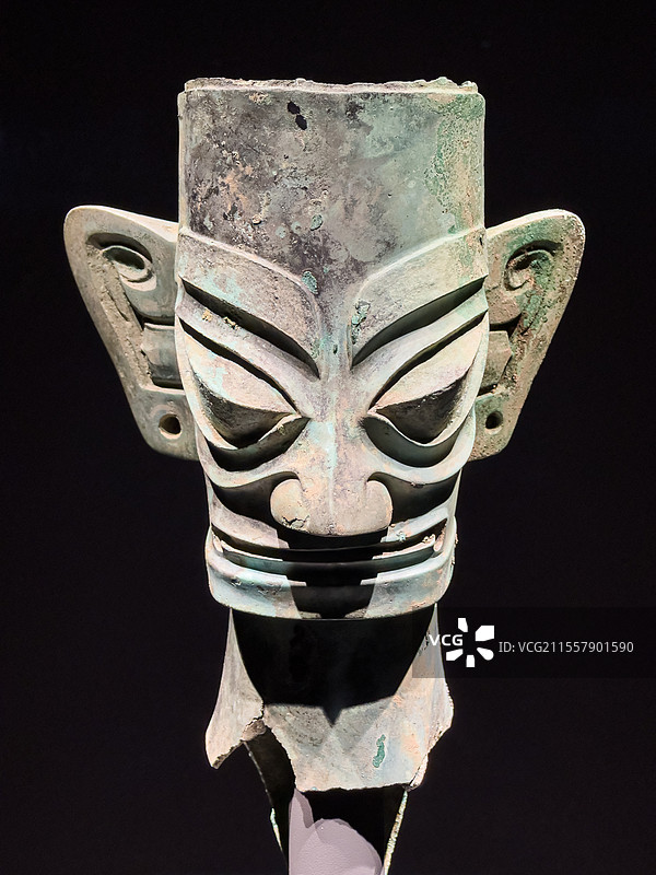 青铜人头像 三星堆图片素材