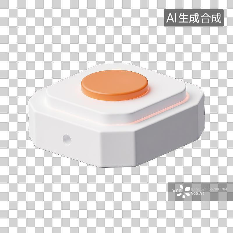 【AI数字艺术】橙色按钮的简约控制，3D按钮素材图片素材
