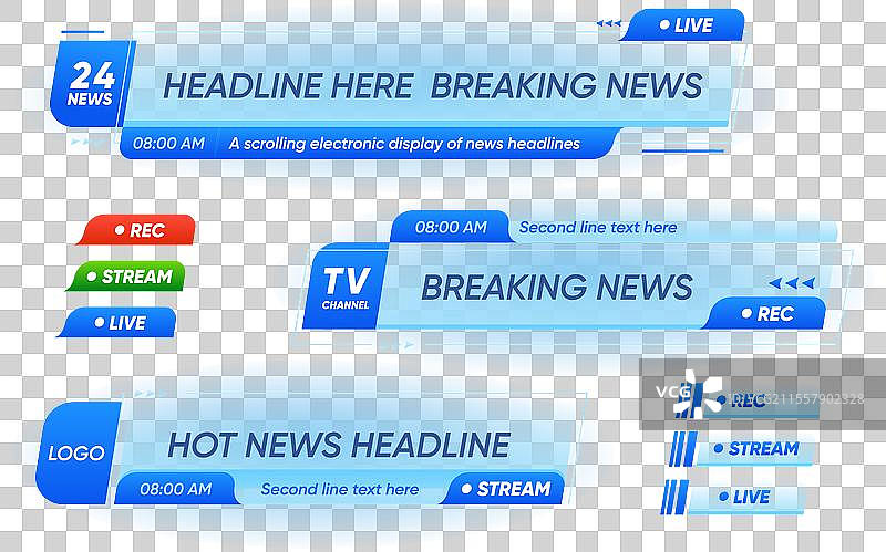 电视突发新闻的下方三分之一标题横幅图片素材