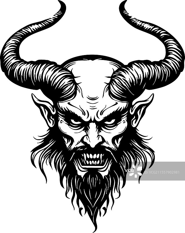 带弯角的恶魔头颅图片素材