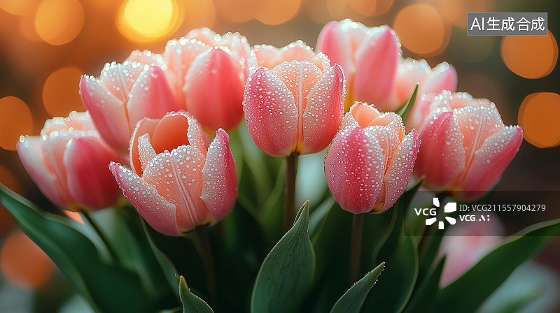 【AI数字艺术】郁金香花朵盛开图片素材
