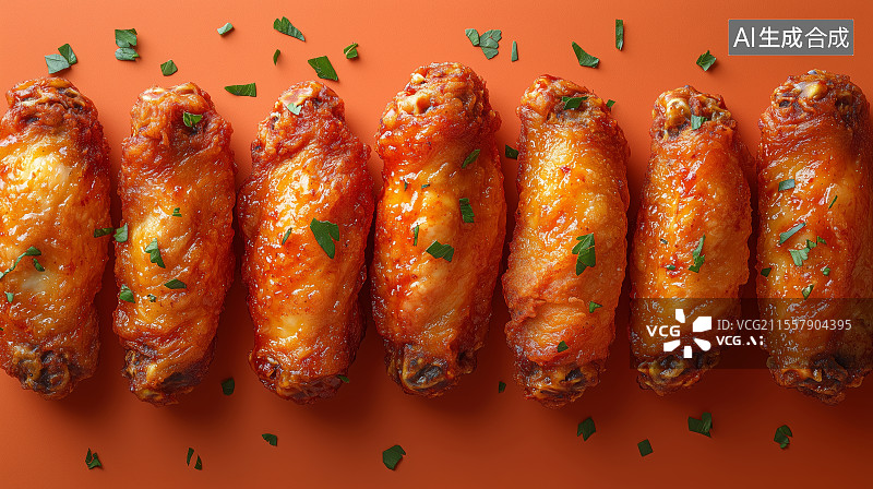 【AI数字艺术】桌上的烤鸡翅美食图片素材