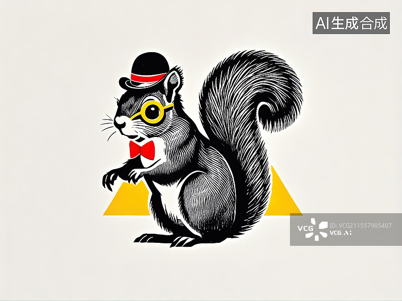 【AI数字艺术】卡通插画戴帽子戴眼镜穿西服的松树图片素材