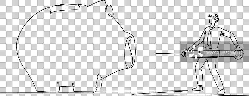 单一连续线条绘制的商人图片素材