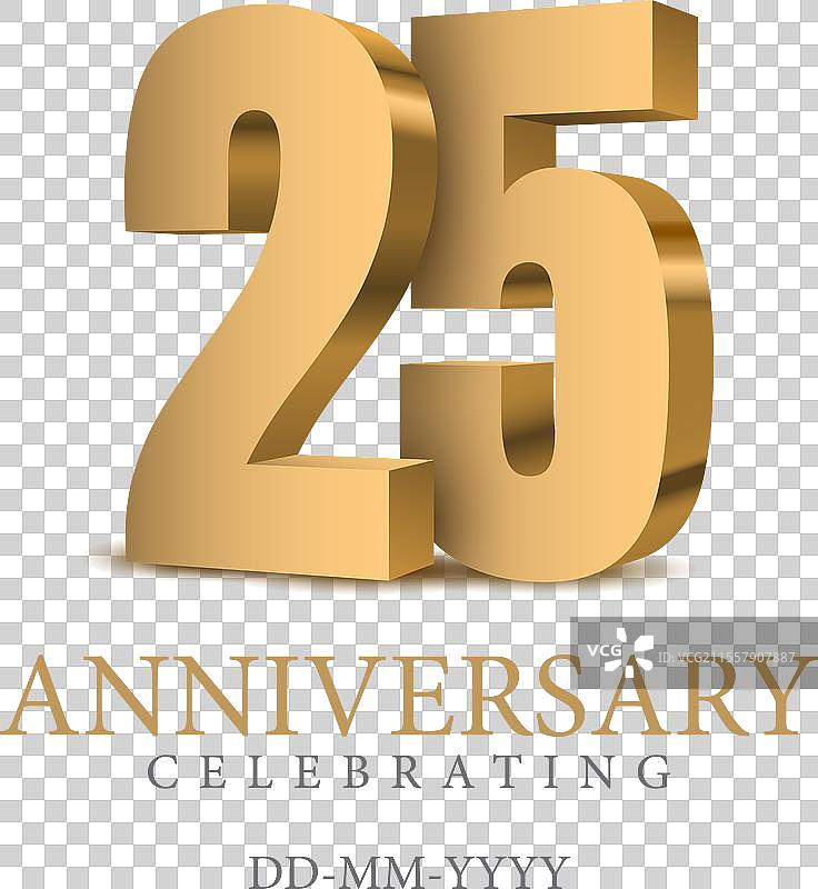 25周年金色3D数字图片素材