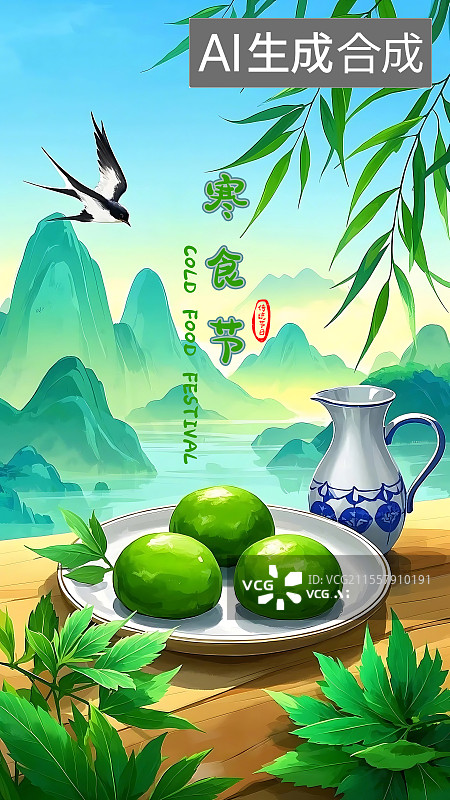 【AI数字艺术】清明节寒食节二十四节气海报寒食节海报图片素材