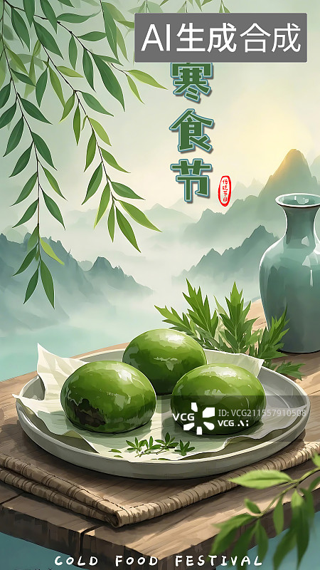 【AI数字艺术】清明节寒食节二十四节气海报寒食节海报图片素材