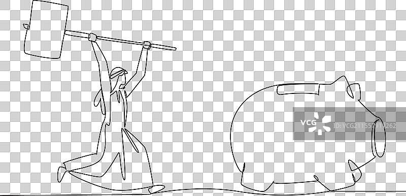 阿拉伯商人的单一连续线条画图片素材