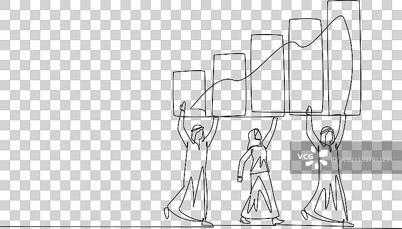 阿拉伯人群的连续一笔画图片素材