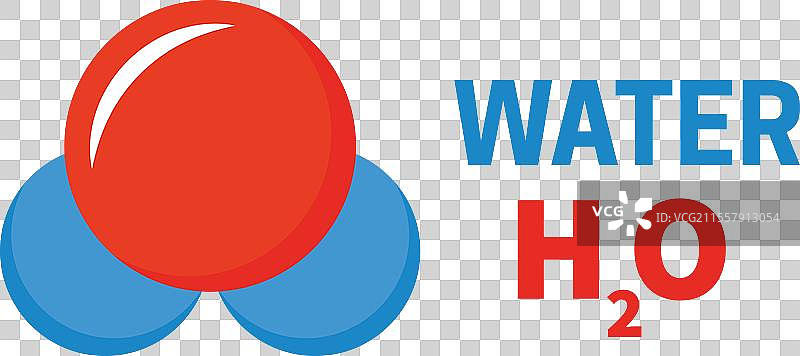 水分子 H2O 的原子化学结构图片素材