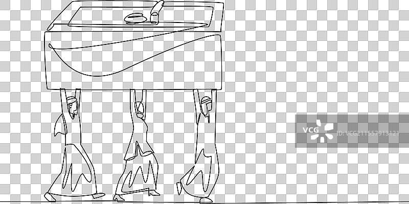 一幅线条简洁的阿拉伯商人群像图图片素材