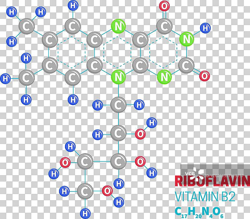 核黄素维生素B2分子结构式图片素材
