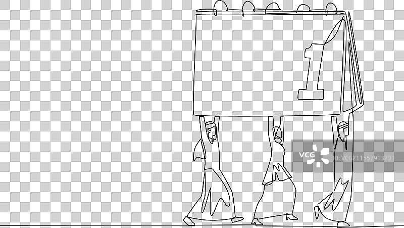 一幅线条简洁的阿拉伯商人群像图图片素材