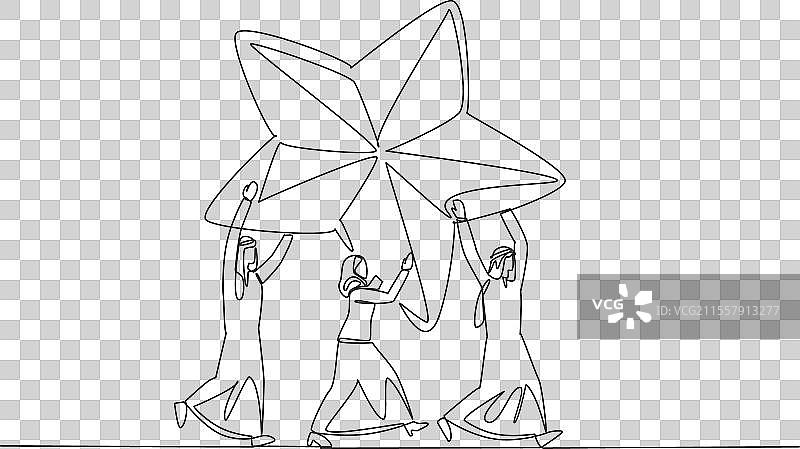 一笔画出一群阿拉伯人图片素材