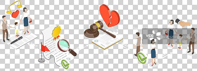 离婚的三维等距平面图图片素材