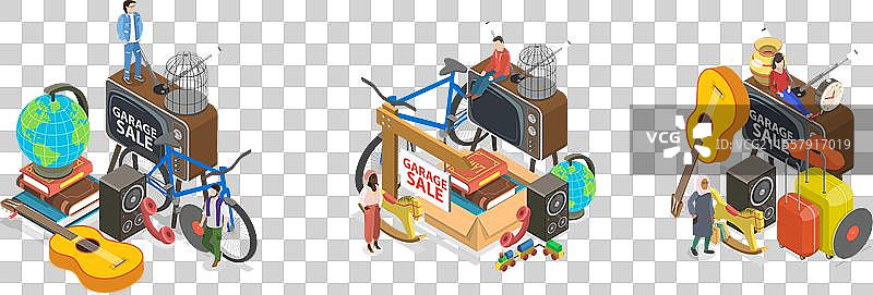 车库的3D等距平面图图片素材