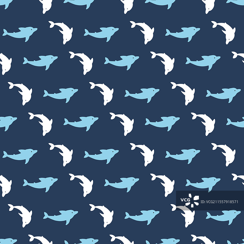 海洋蓝色舞动的无缝海豚鱼图案图片素材