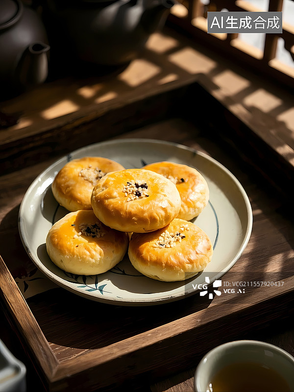 【AI数字艺术】黄山烧饼美食特写图片素材