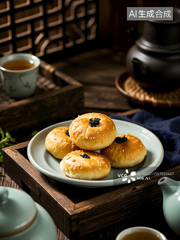 【AI数字艺术】黄山烧饼美食特写图片素材